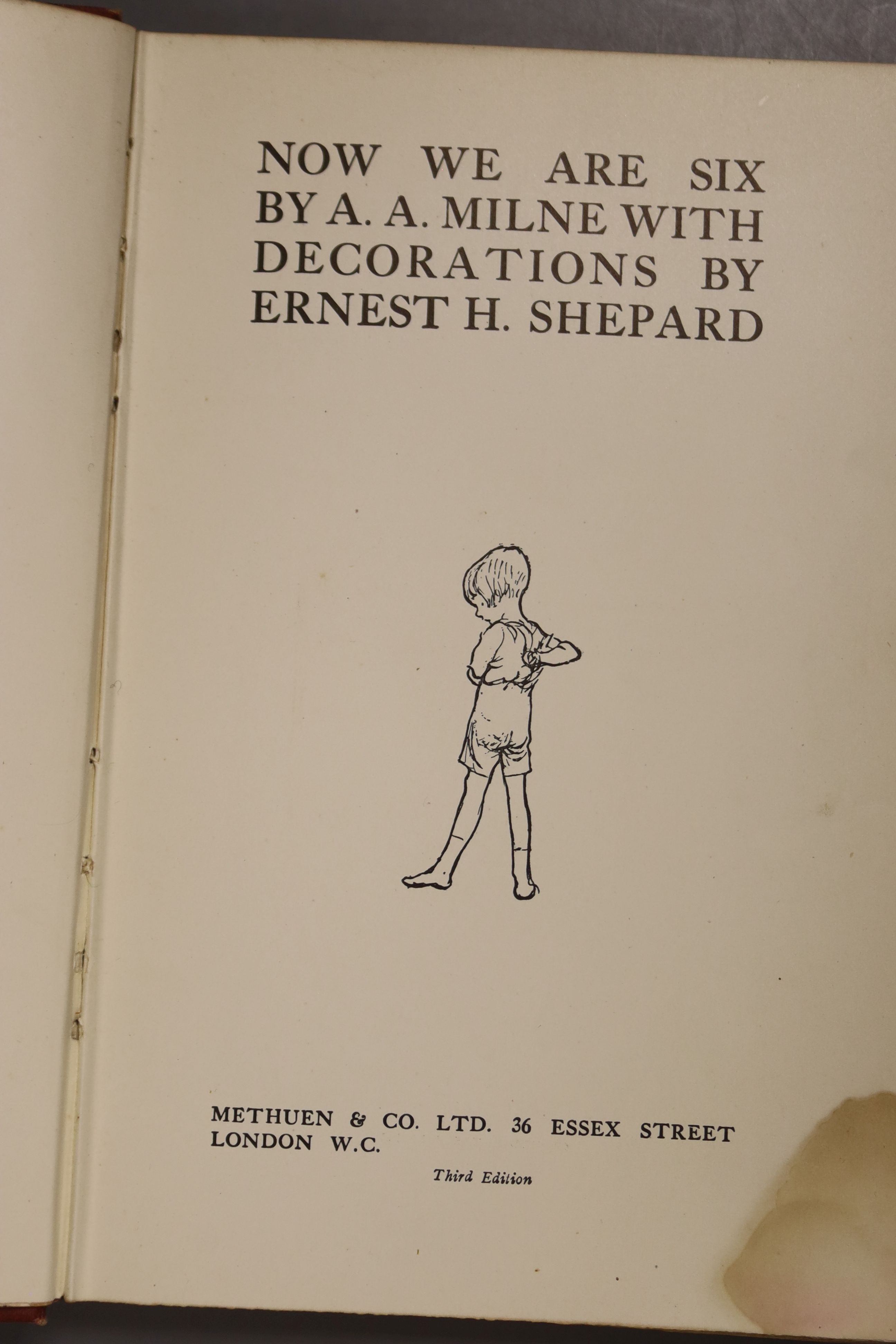 Milne, A.A – Winnie The Pooh, second edition, 8vo, cloth bound, (dj missing, inscribed, scuffs to covers, internal break to the spine) Methuen, London 1926., Milne, A.A – The House At Pooh Corner, first Canadian edition,